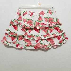 Crazy 8 skort Large 10/12 watermelon novelty print tiered ruffle mini cotton